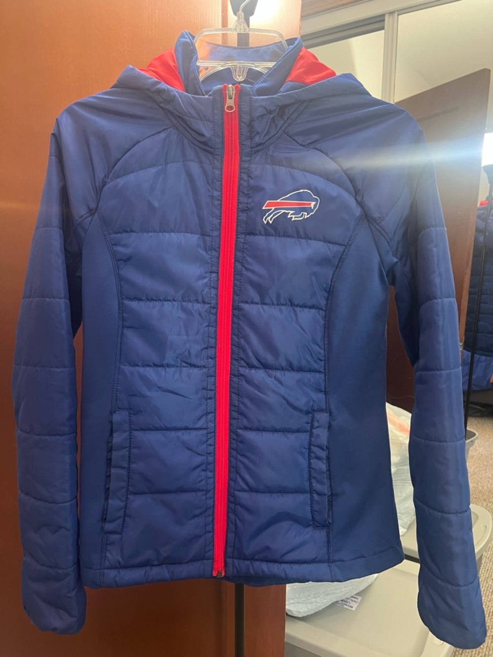 NFL Buffalo Bills Fitted Puffer Jacket with Hood